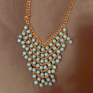 Teal beaded necklace